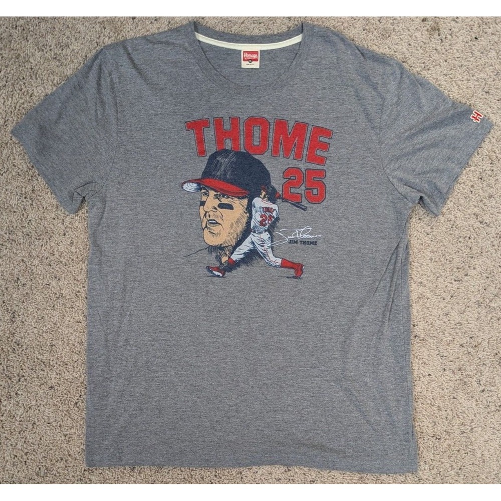 Cleveland Indians Shirt Mens 2XL XXL Gray Homage Jim Thome Retro 90s Guardians